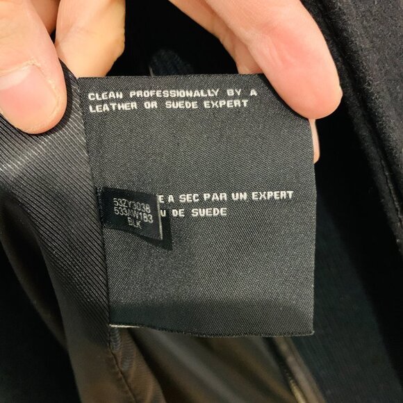 Cole Haan Men's Black Wool-blend Contrast-bib Car Coat Large - Picture 11 of 16